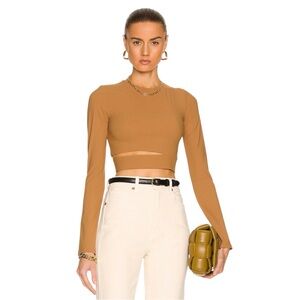 Alix NYC Xenia Tan Camel Crop‎ Top Small Revolve Going Out Cutout Bodycon